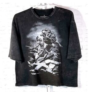 YoungLA T-Shirt Model 4122 Gladiator Tee Oversized Men's In Black Wash Color M